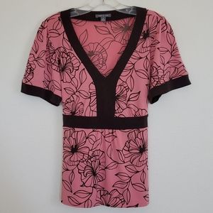 Apt 9 Pink & Brown Floral Top - M